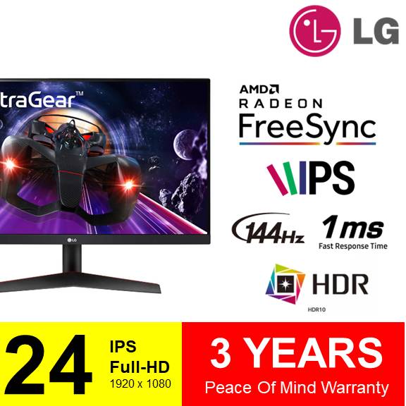 LG 24 Inch  24GN60R / 24GN60R-B UltraGearâ„¢ Full HD 144Hz HDR IPS Gaming Monitor with FreeSync ( 24GN60R )